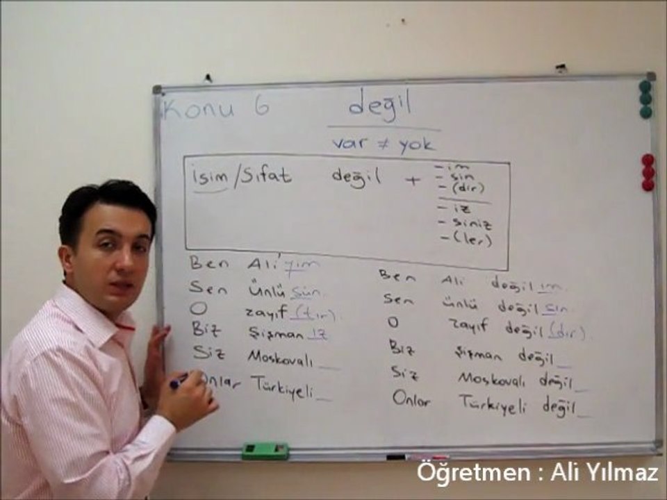 Turkish Lesson Unit  6   değil - is not  ;  var - yok   There is \ are  -  There isn't \ aren't