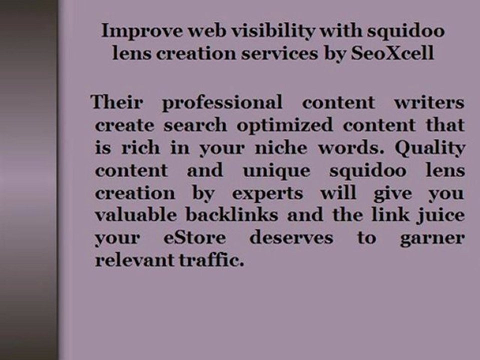 Squidoo Lens Creation | services, high pr, writing, india.