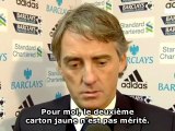 Mancini réagit au carton rouge de Balotelli