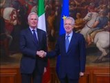 Monti - Incontro con Michel Barnier a Palazzo Chigi
