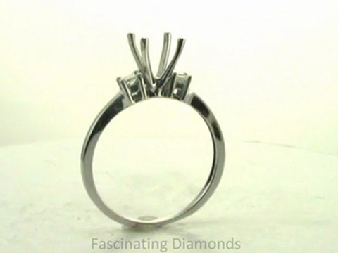 FDENS3107R-SM Round Cut Diamond 3 Stone Engagement Ring Semi Mount W Princess Diamond In Prong Setting