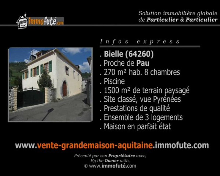 Real Estate by owner - A vendre Maison Particulier Pau (64) - Immobilier Aquitaine Bielle