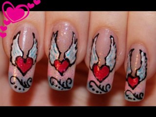 Nail Design - Heart Angel. Migi nail art pens.