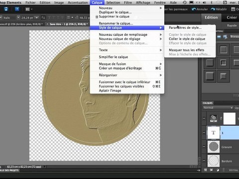 Création d'une mièce de monnaie avec Photoshop Elements