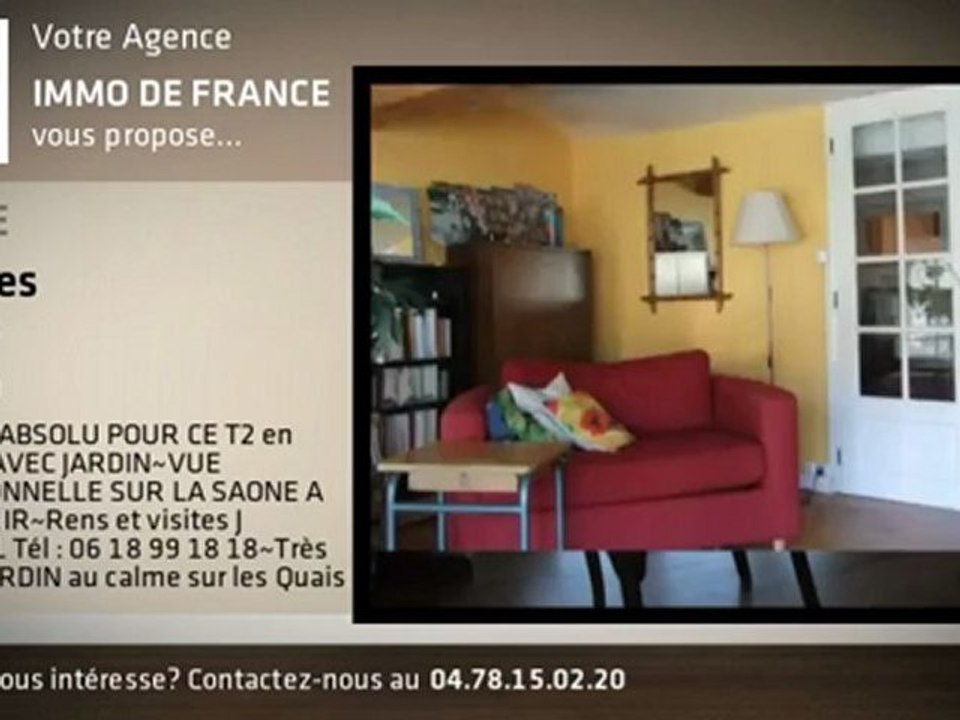 A vendre - REZ DE JARDIN - LYON 09 - 2 pièces - 47m²