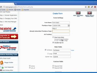 GVO Hostthenprofit - Create Autoresponder Form