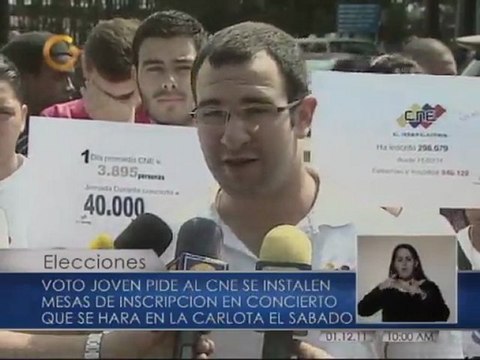 Voto Jóven pide al CNE punto de inscripción en concierto en La Carlota