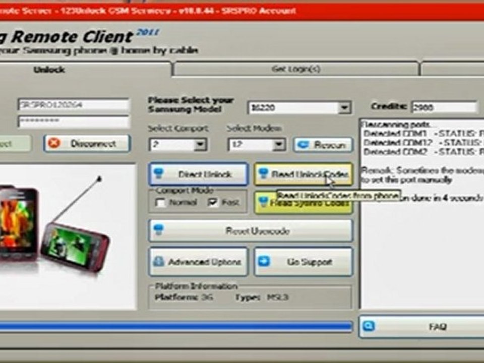 Samsung Star TV (I6220) unlocking (Simlock removal)