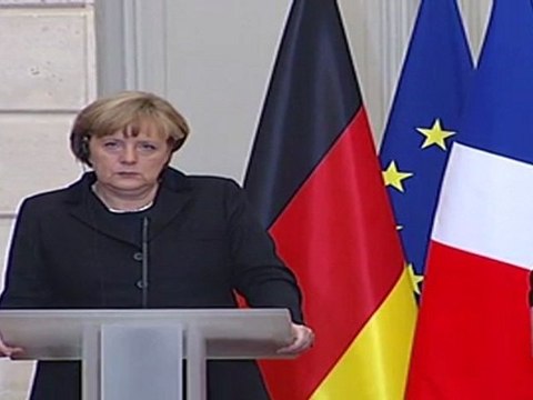Conférence de presse de N. Sarkozy et Angela Merkel
