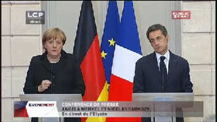 Évènements : Conférence de presse d'Angela Merkel et de Nicolas Sarkozy