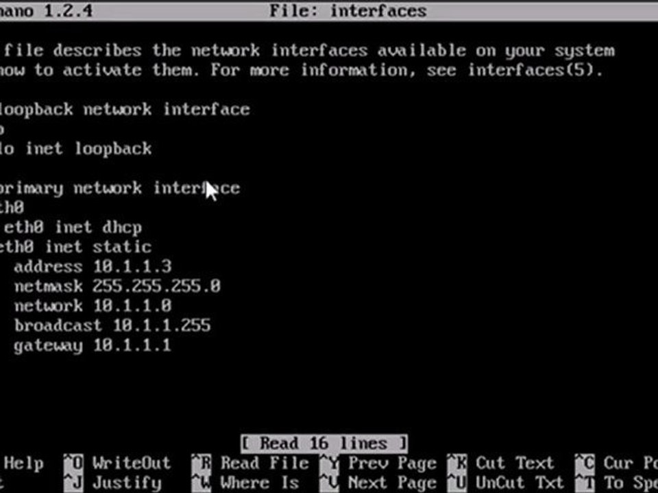 Linux Configuração do nome do servidor e endereço de rede