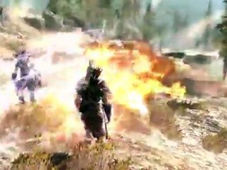 Skyrim: Fighting a dragon around 5 hours into the game