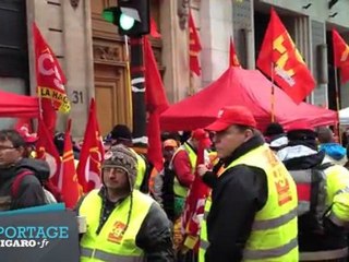 Mobilisation des salariés d'Areva devant le siège parisien