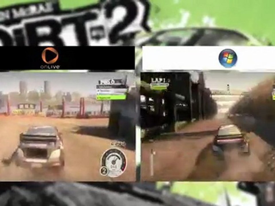 OnLive vs PC Dirt 3 comparison