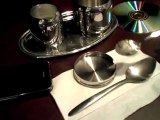 4-Piece Small Creamer & Sugar Dispenser, Spoon & Tray Set - Fine Stainless Steel Tableware for Your Home