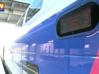 Manifestation à l’arrivée du Thello, 1er train privé à circuler en France