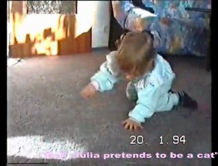 little Julia pretends to be a cat
