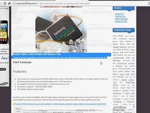 2 ghz exynos processor for samsung galaxy tab