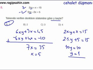 doğrusal denklem sistemleri zambak kitabı test 1