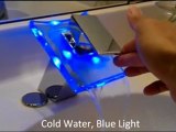 Modern Single Handle Waterfall Bathroom Vanity Vessel Sink LED Faucet, Chrome