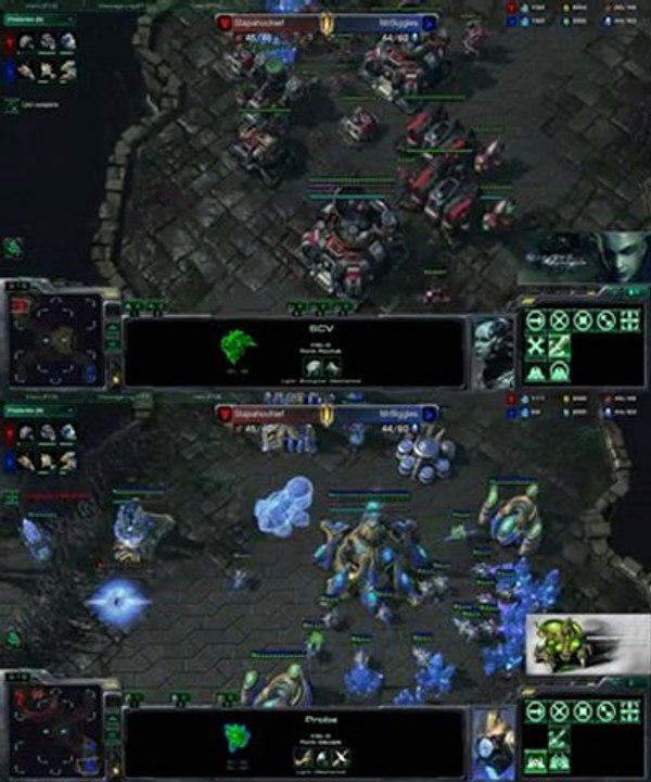 [SC2] Slapahochief (T) Vs MrBiggle (P) : Views of 2 players Starcraft II :