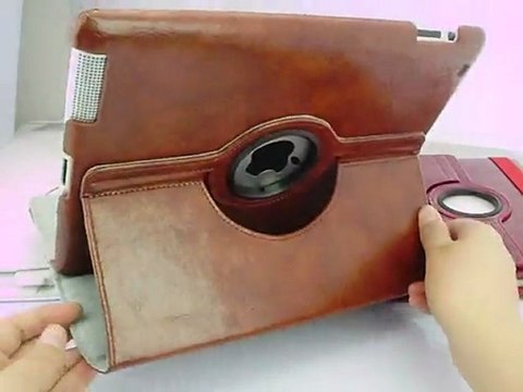 360° Rotating iPad 2 Leather Smart Cover Case Brown