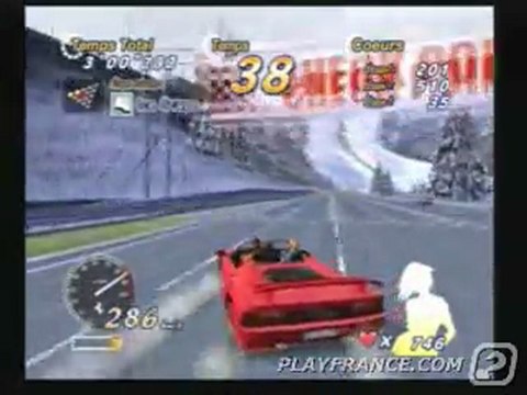 Outrun 2006 : Coast 2 Coast (PS2) - Une course montrant les angles de vue disponibles