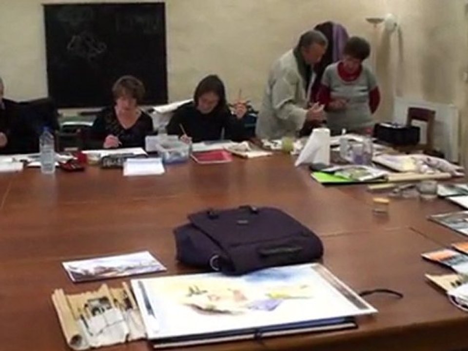 Cours avec l'aquarelliste Caroline Raillard - Les Arts Plastiques de Saint-Benoît près de Poitiers - Peinture Aquarelle Dessin Pastel Porcelaine