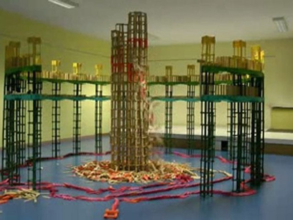 Citiblocs experiment 1 Citiblocs construction with huge snail inside circular bridge with dominos