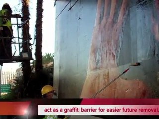 Mural Restoration - Very Cool! 1984 Olympic Mural
