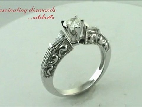 Heart Shape Diamond Engagement Ring with Tapered Baguettes