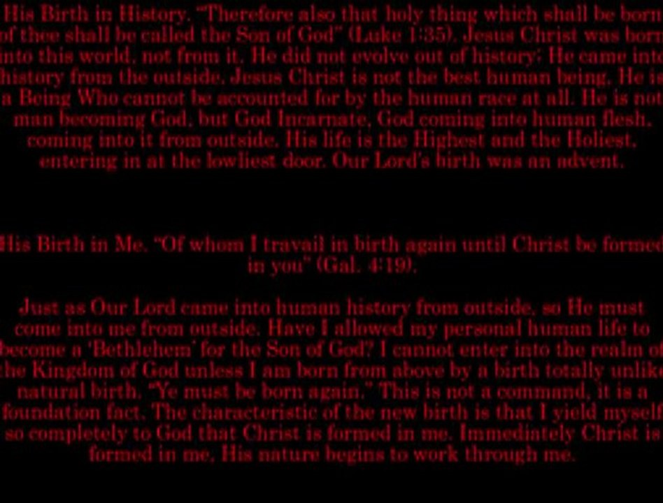 Christian Devotional: His Birth and Our New Birth - Oswald Chambers ( My Utmost for His Highest )