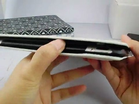 White Embossed iPad 2 Plaid Flip Leather Cover Case