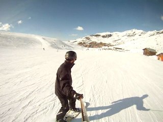 Test GoPro en snowboard avec fixation sur bâton
