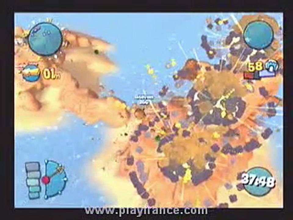 Worms 4: Mayhem (PS2) - Mode Destruction dans lequel il faut utiliser de drôles d'armes