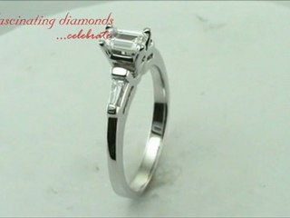 Emerald Cut and Baguette Diamond Three Stone Ring