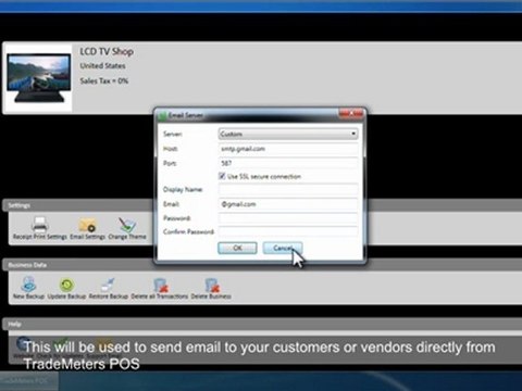 TradeMeters POS Home Module-Email Settings and Theme Customization