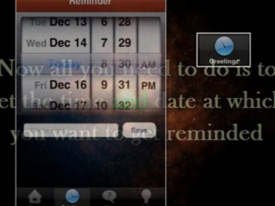 Setting Reminder in iPhone Greetingz application