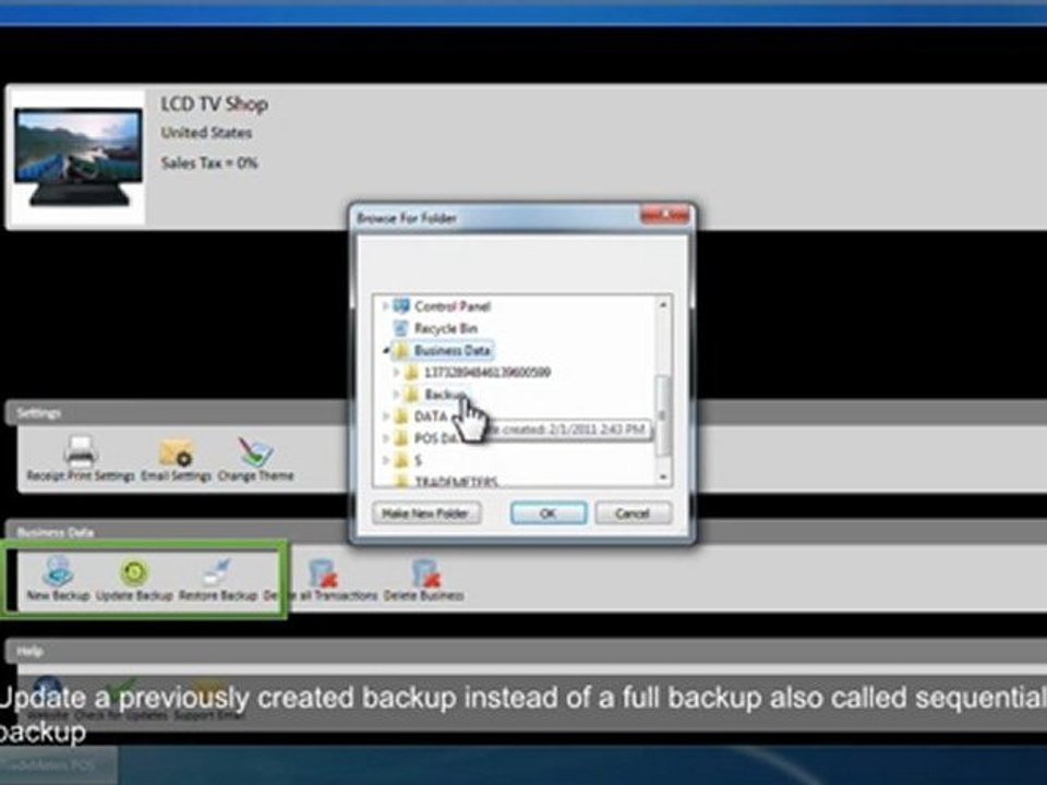 TradeMeters Point Of Sale Software - Create,Update and Restore Data in Home Module