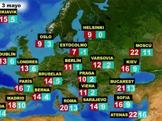 El tiempo en Europa, por países, previsión del lunes 2 y el martes 3 de mayo