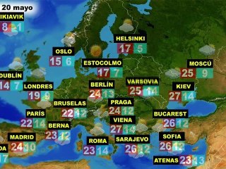 El tiempo en Europa, por países, previsión del jueves 19 y viernes 20 de mayo
