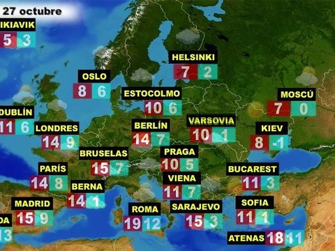 El tiempo en Europa, por países, previsión del miércoles 26 y jueves 27 de octubre