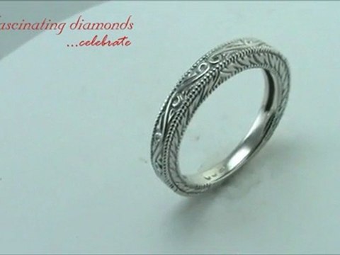 3MM Thick Solid Gold Vintage Engraved Anniversary Band