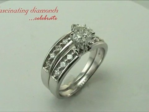 Heart Shape Diamond Engagement Kite Channel-Set Wedding Rings Set