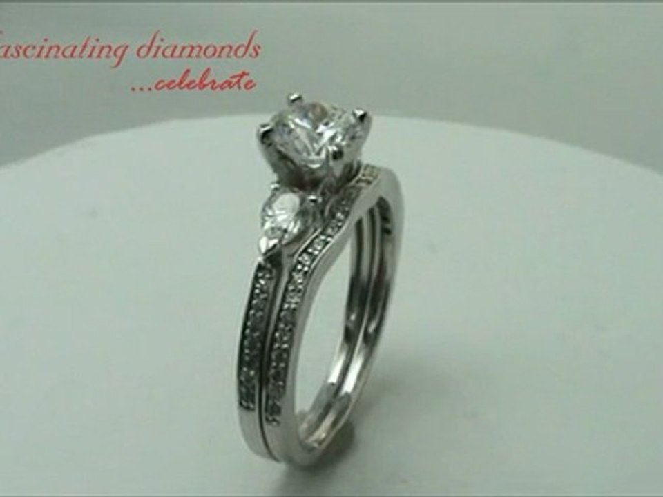 Princess Cut Three Stone Diamond Pave-Set Wedding Rings Set