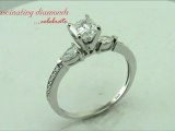Princess Cut Diamond Three Stone Pave-Set Engagement Ring