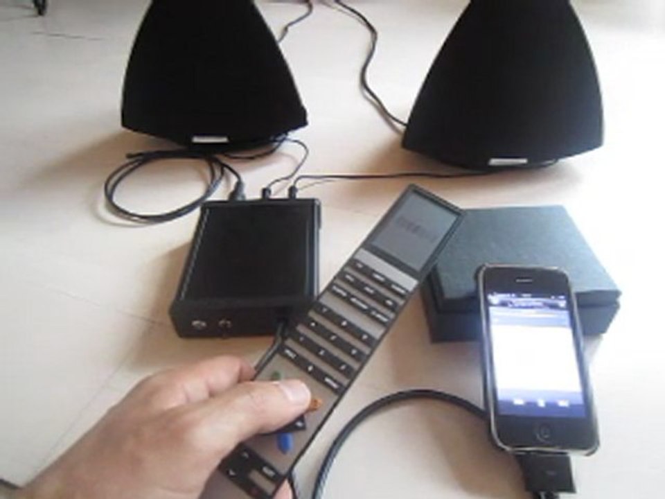 Iphone iPod with speakers Beolab from Bang Olufsen use Beo4 remote