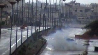 tanks in the streets of Homs-Syria to repress the protests