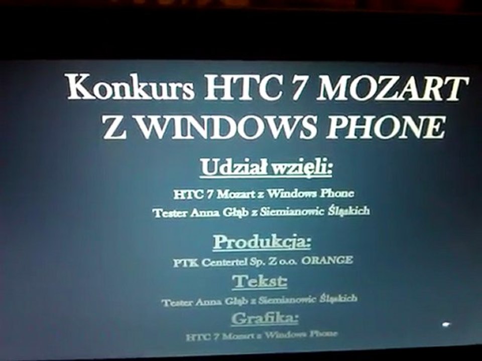 Zakończenie testu HTC 7 Mozart WP
