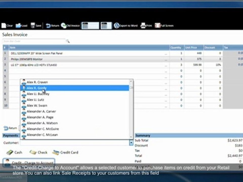 TradeMeters POS Making Sale -Payment Types and Summary